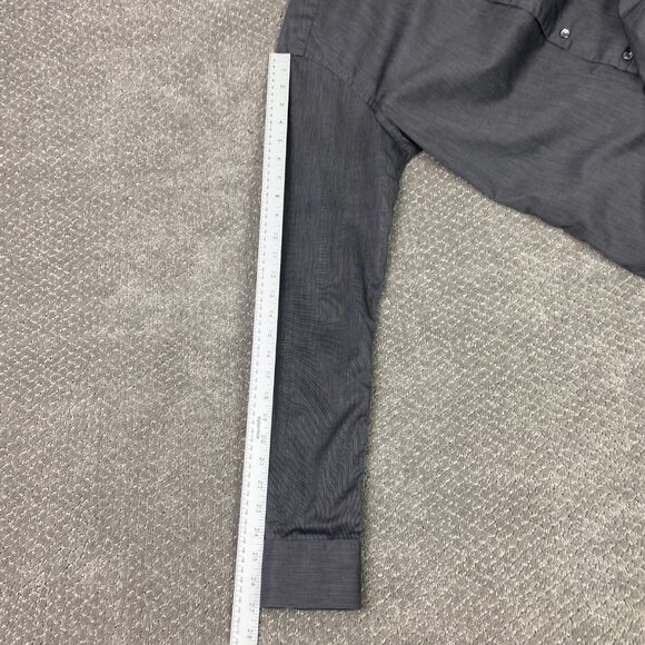 Eton Slim Fit Shirt Men's 41 16 Gray Cotton Button Up Down Stripes Spread collar - Picture 10 of 11